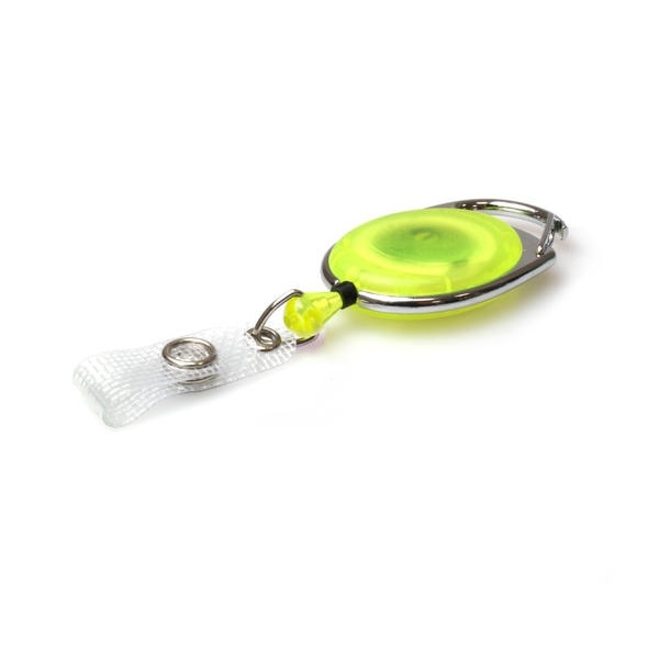 Poza cu Yellow translucent carabiner ID badge reel with reinforced strap. 60270148 (DE,SE,NO,FI,RO,PL)