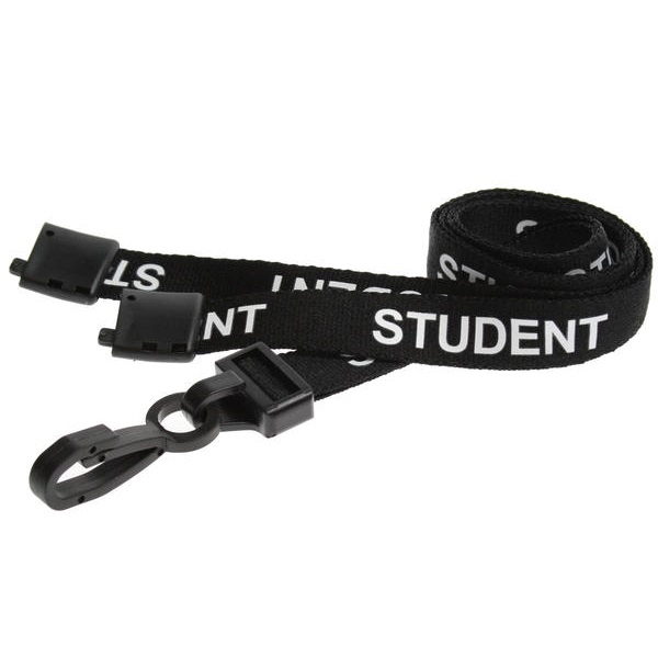 Poza cu Student black lanyard / keyhanger 15 mm with plastic J clip. 60270593 (DE,SE,NO,FI,RO,PL)