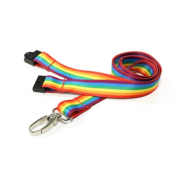 Poza cu Recycled rainbow lanyard / keyhanger 15 mm with metal lobster clip. 60270585 (DE,SE,NO,FI,RO,PL)