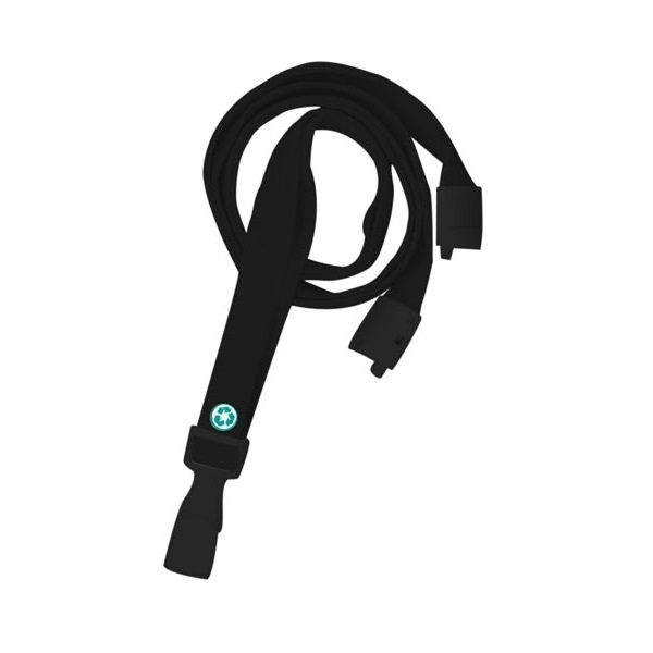 Poza cu Black bamboo lanyard / keyhanger 10 mm with plastic J clip  - environmentally friendly. 60270521 (DE,SE,NO,FI,RO,PL)