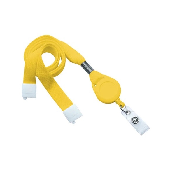 Poza cu Yellow 16 mm flat tubular breakaway lanyards with attached yoyo card reel and clear vinyl strap. 60270627 (DE,SE,NO,FI,RO,PL)