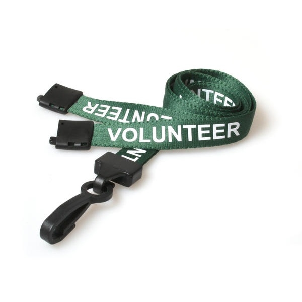 Poza cu Volunteer green lanyard / keyhanger 15 mm with plastic J clip. 60270582 (DE,SE,NO,FI,RO,PL)