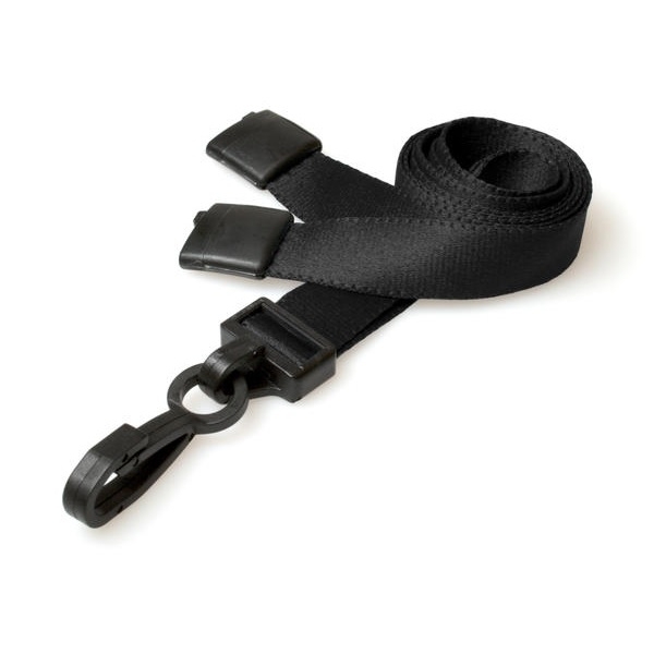 Poza cu Black lanyard / Keyhanger 15 mm with plastic J clip - Recycled. 60270571 (DE,SE,NO,FI,RO,PL)