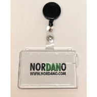 Poza cu Cardholder / carrying case rigid plastic with lock clear (horizontal / landscape) with a black badge reel, strap clip. 60270126+60270176 (DE,SE,NO,FI,RO,PL)