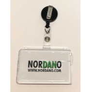 Poza cu Cardholder / carrying case rigid plastic with lock clear (horizontal / landscape) with a black badge reel, strap clip. 60270126+60270176 (DE,SE,NO,FI,RO,PL)