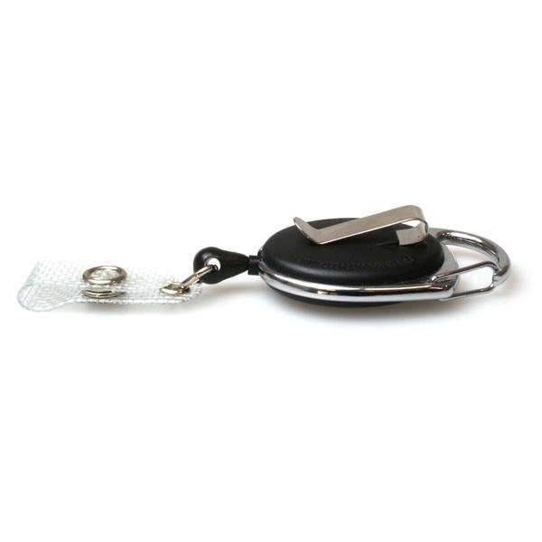 Poza cu Black carabiner ID badge reel with belt clip and strap. 60270190 (DE,SE,NO,FI,RO,PL)