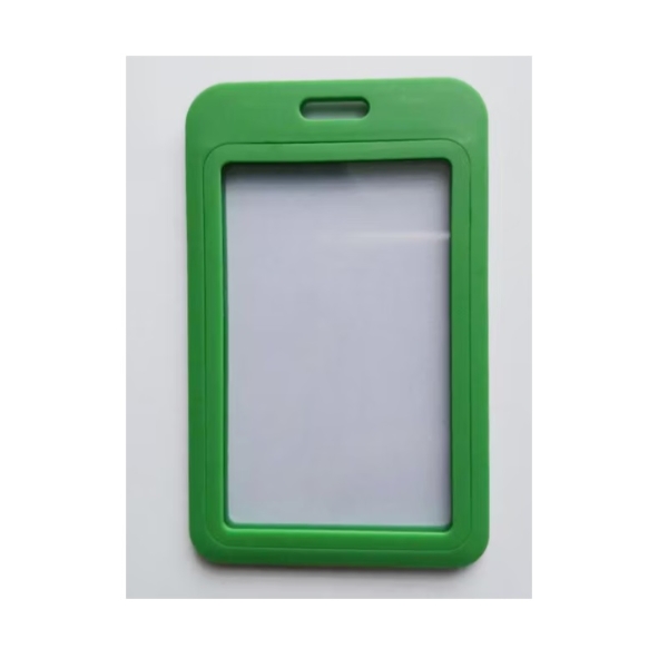 Picture of Green 86x54 mm Card holder / carrying case hard plastic / Badge holder. Clear on both sides. (vertical / portrait). 60270346