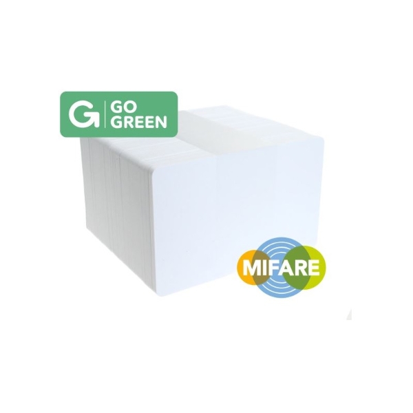 Picture of Blank white MIFARE Classic® 4K EV1 / S70 cards made from 85% recycled plastic - CR80. 70102322