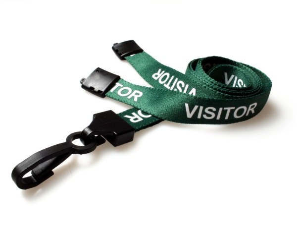 Picture of Visitor green lanyard / keyhanger 15 mm with plastic J clip. 60270603