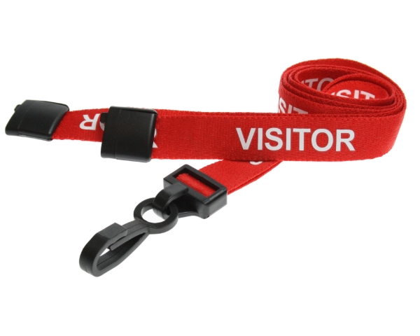 Poza cu Visitor red lanyard / keyhanger 15 mm with plastic J clip. 60270604 (DE,SE,NO,FI,RO,PL)