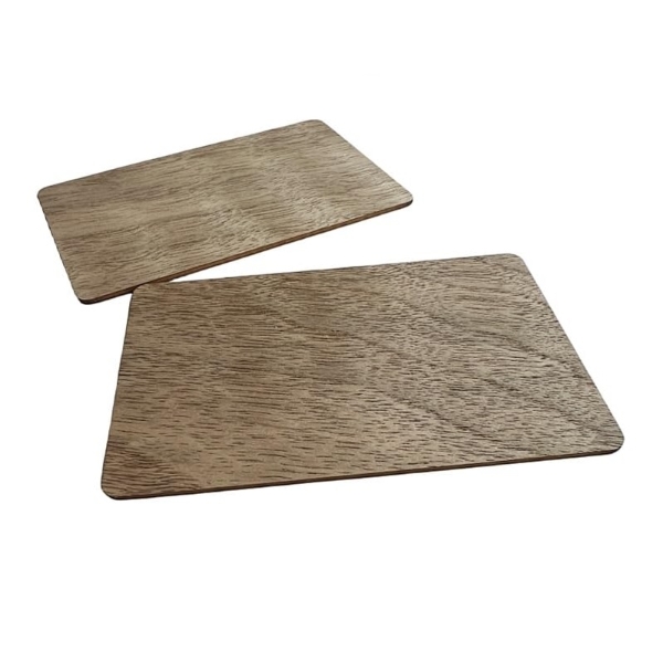 Picture of NTAG 215 "Plastic card" in wood material with RFID 13.56 MHz chip. 70102152